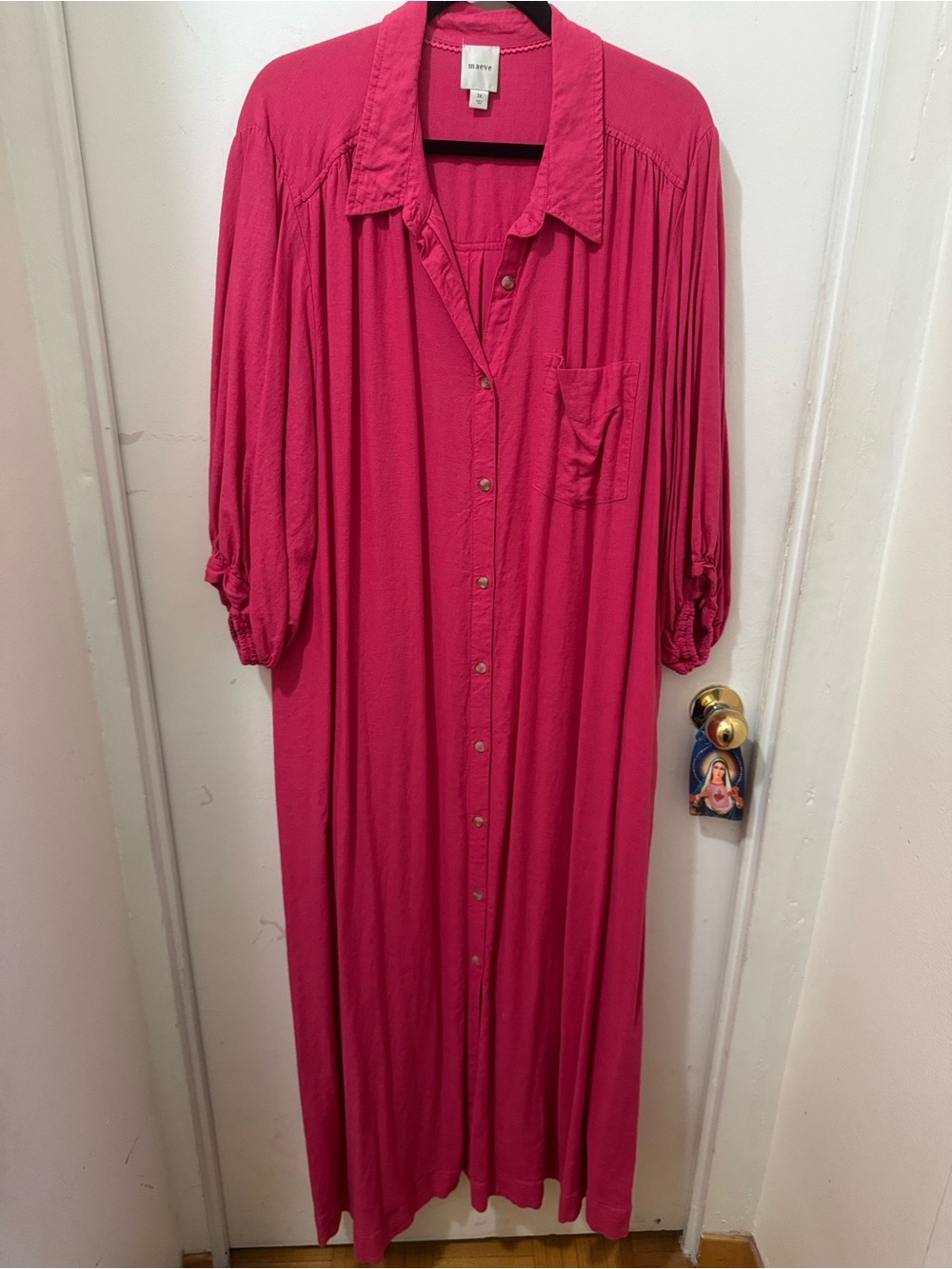 Maeve Mona Linen Blend Maxi Shirtdress